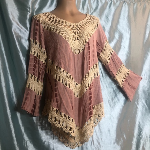 Gorgeous Umgee crochet and tie dye boho top, M - Picture 7 of 7